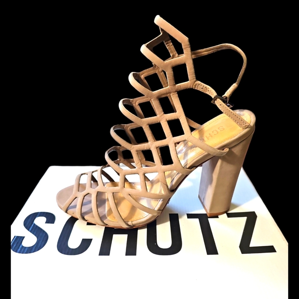 Ladies Strappy 4" High Heel Sandels Beige-9M